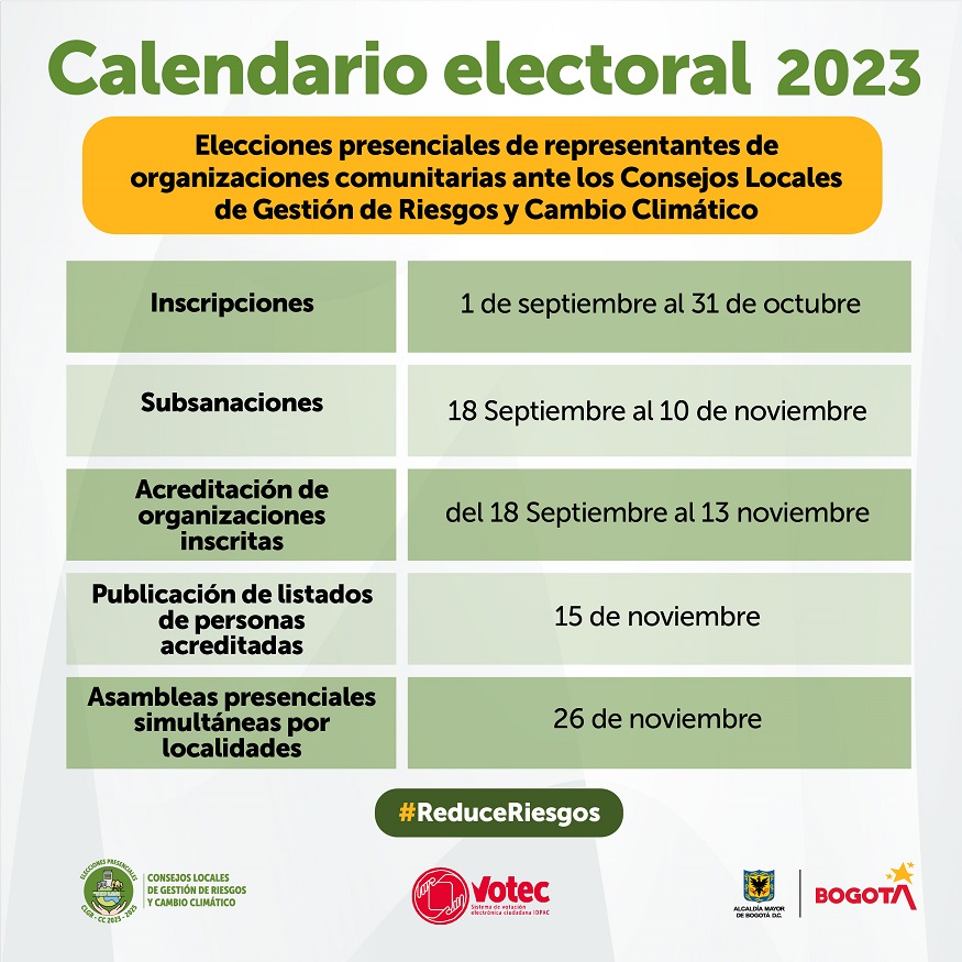 Calendario electoral IDIGER 2024
