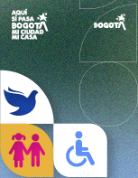 Portada de la cartilla Iniciativas Ciudadanas para la Convivencia 2025, con los símbolos de paz, género e inclusión, en el marco de la estrategia Aquí Sí Pasa Bogotá.