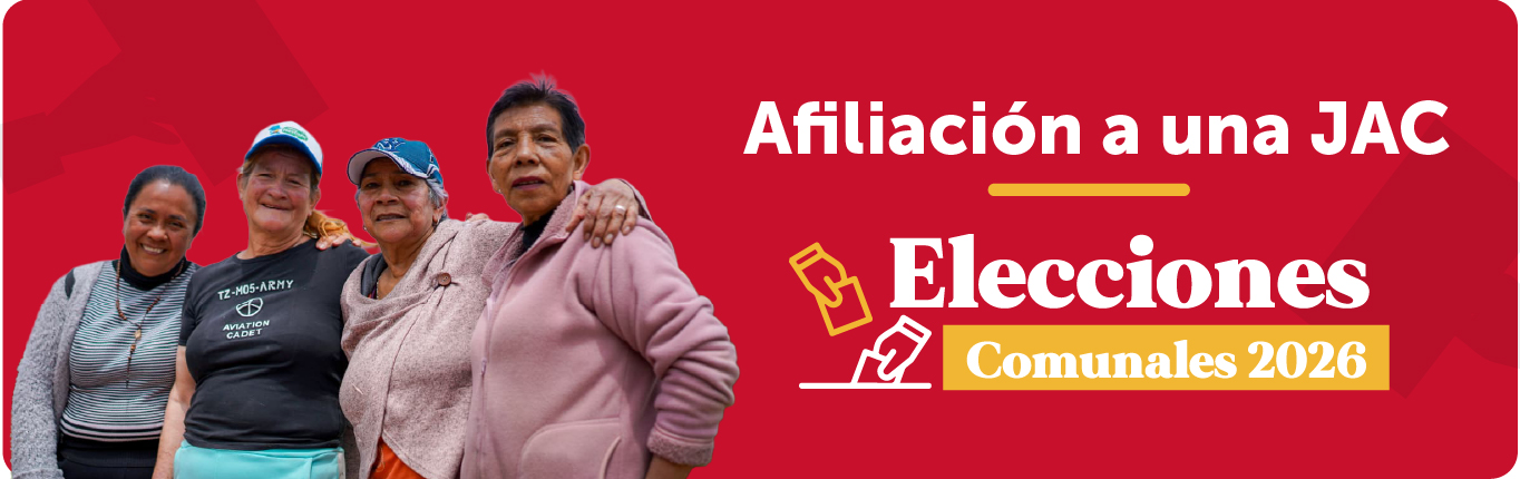 Imagen de vecinas participando en la afiliación a una Junta de Acción Comunal (JAC) para las Elecciones Comunales 2026 en Bogotá