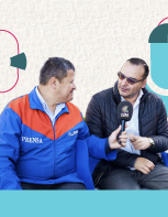 Miniatura del Fondo de Incentivos Chikgná 2025, eje Medios de Comunicación Comunitaria, con dos personas en entrevista.