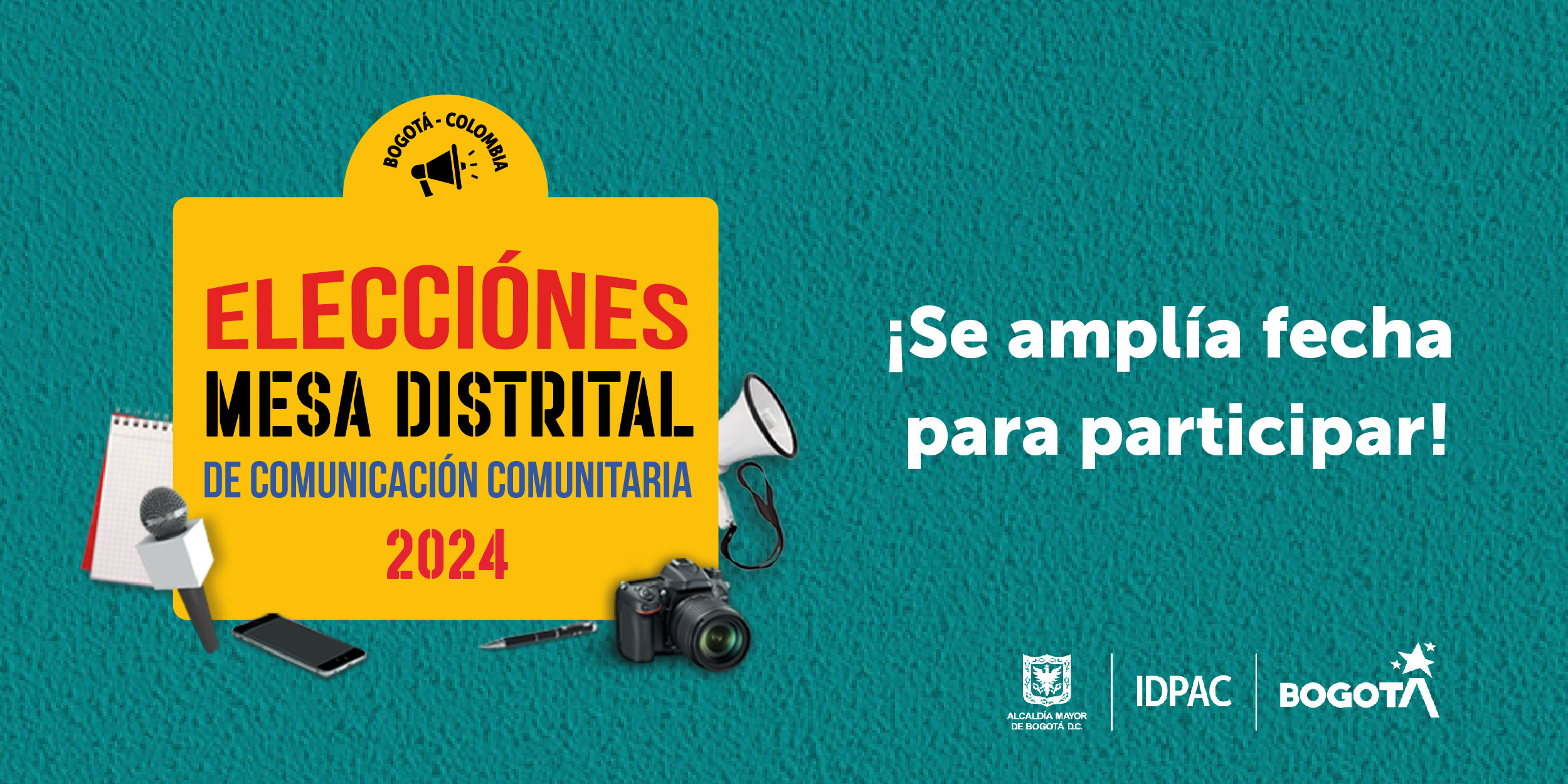 banner informativo amplió convocatoria para elección de la Mesa Distrital de Comunicación Comunitaria