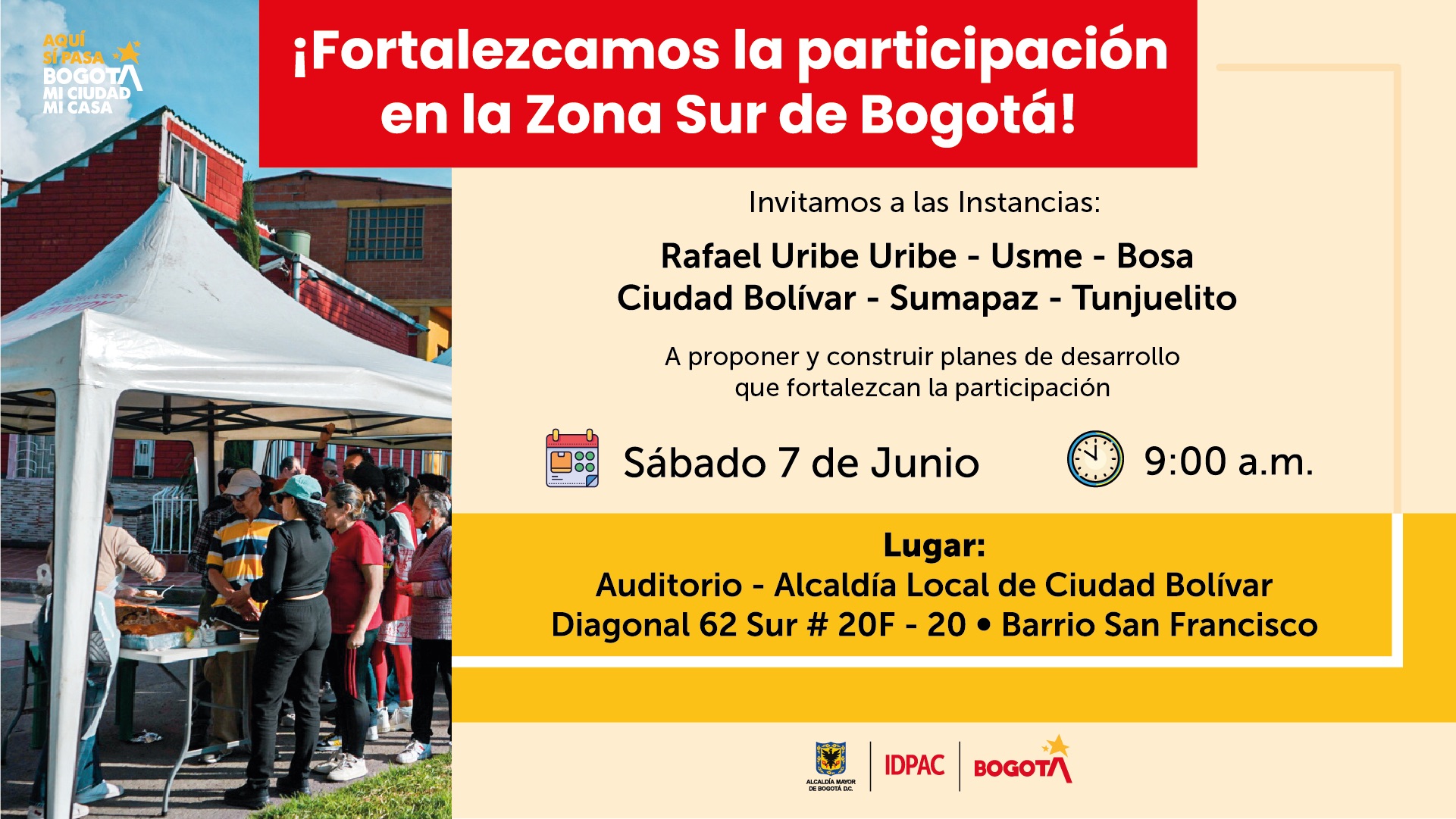 Zona Sur de Bogotá se prepara para el segundo encuentro de instancias de participación