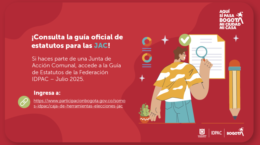 Consulta la guía de estatutos para Juntas de Acción Comunal del IDPAC – Julio 2025