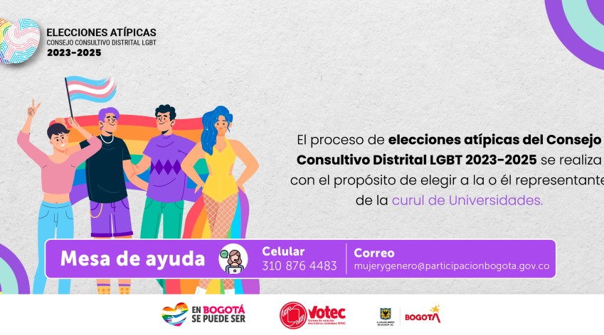 Inscríbase como candidato, candidata, elector o electora en la elección atípica LGBT para definir curul de Universidades.