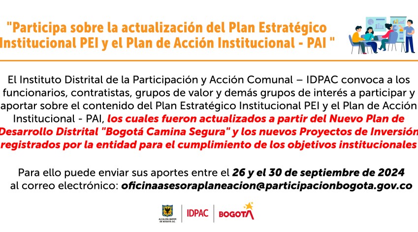 Participa en la actualización del Plan Estratégico Institucional (PEI) y el Plan de Acción Institucional (PAI)