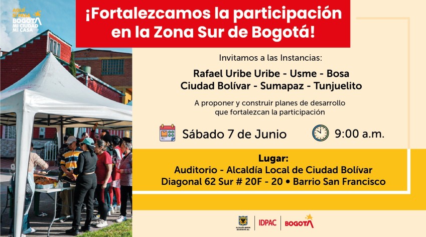 Zona Sur de Bogotá se prepara para el segundo encuentro de instancias de participación