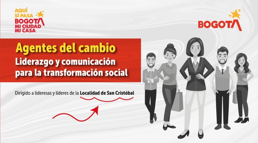 Grupo de líderes y lideresas de la localidad de San Cristóbal participan en el programa Agentes del Cambio sobre liderazgo y comunicación para la transformación social del IDPAC en Bogotá.
